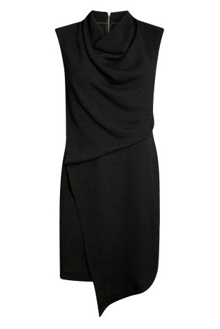 Black Asymmetric Cowl Neck Dress